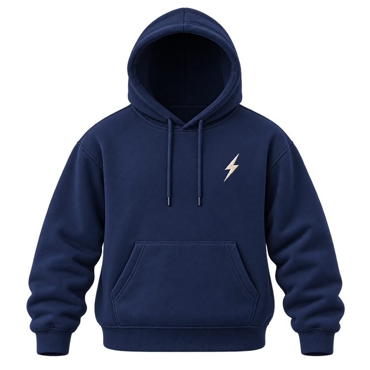 Navy Lightning hoodie, front