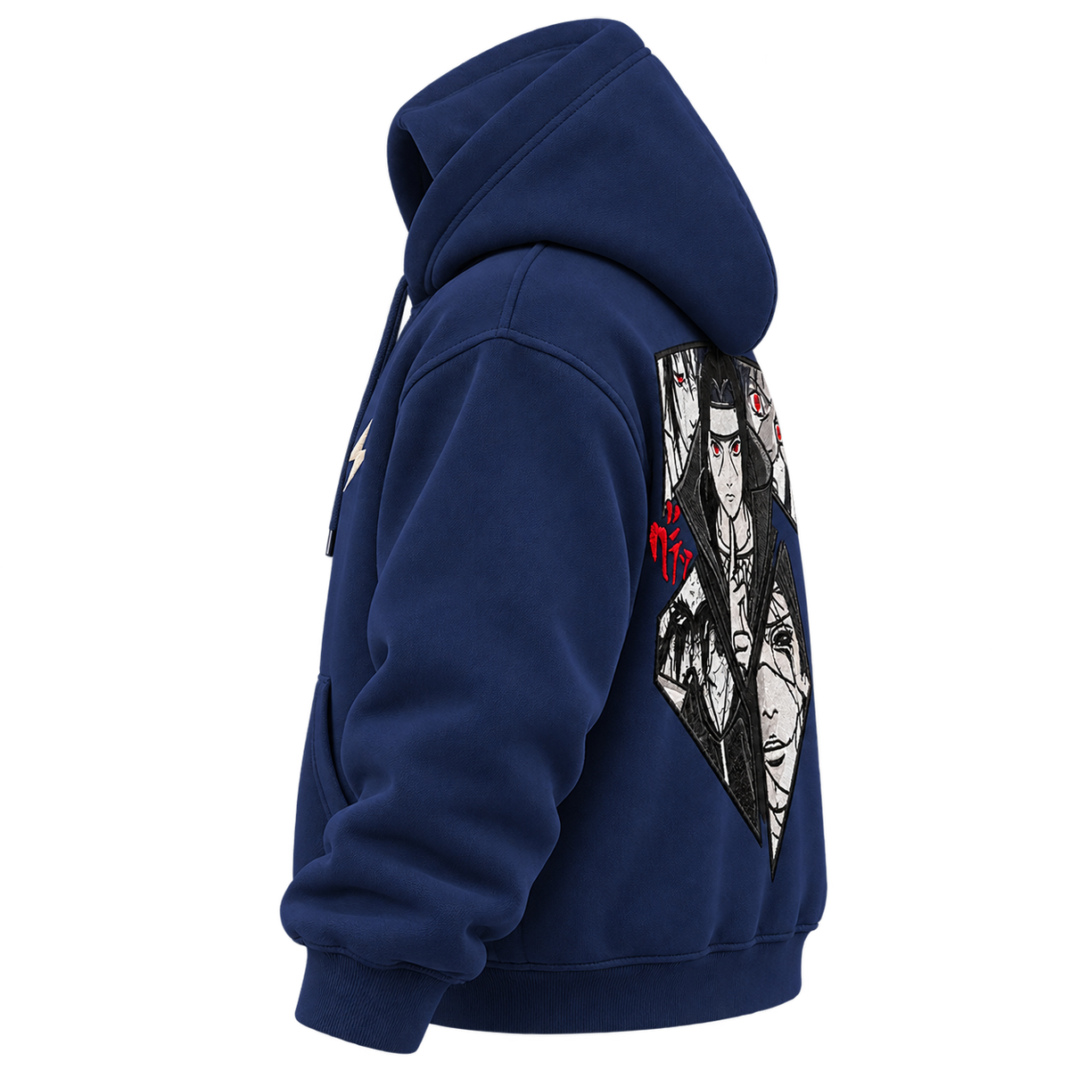 Navy Lightning hoodie, side