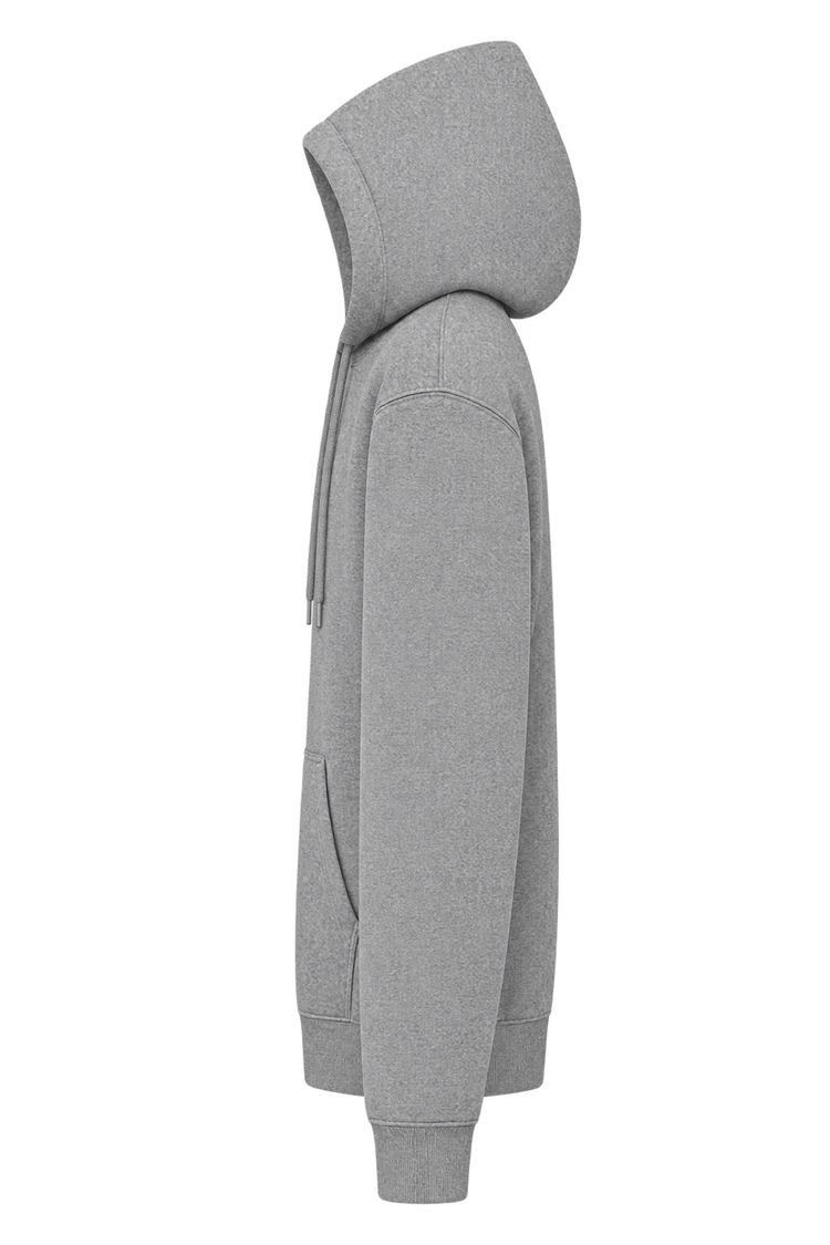 Heather grey hoodie, side