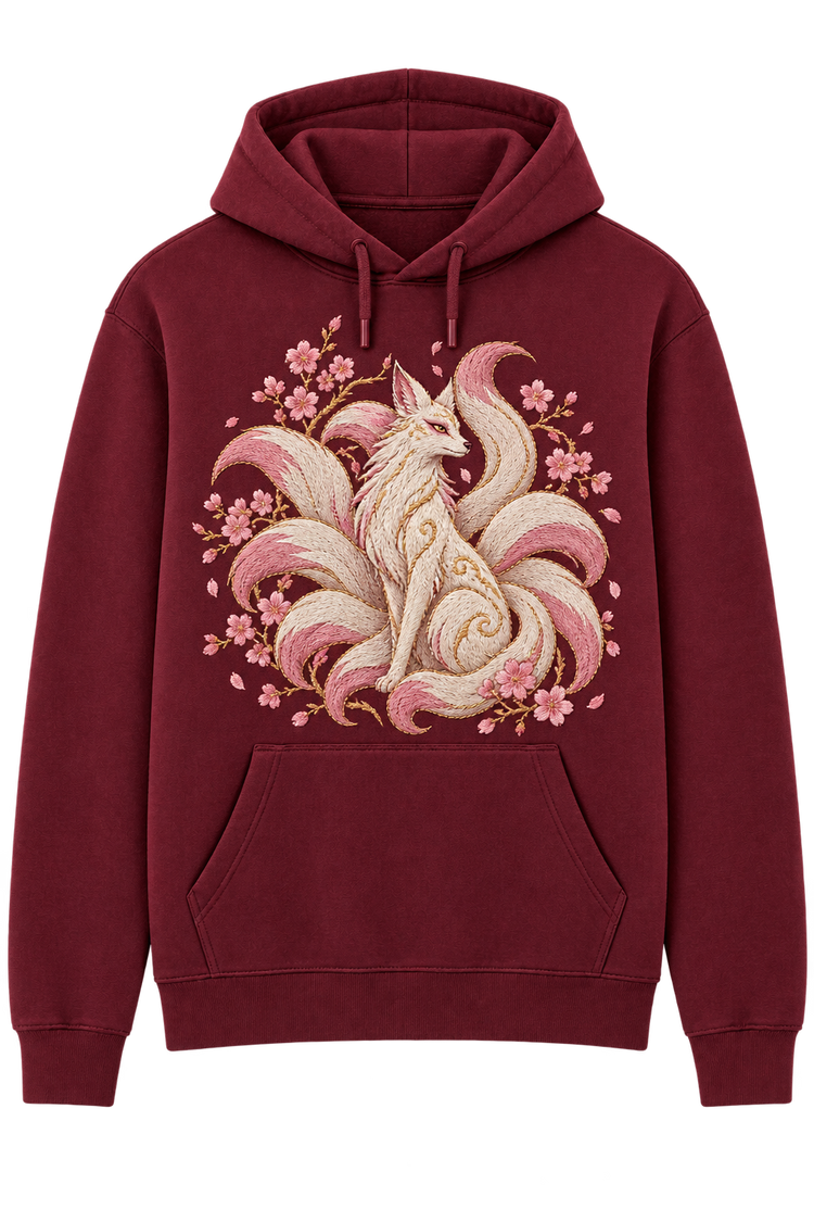 Burgundy hoodie, front