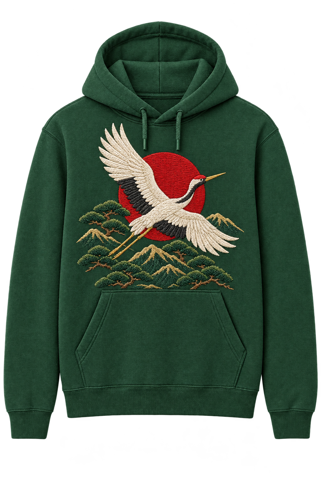 Forest green hoodie, front