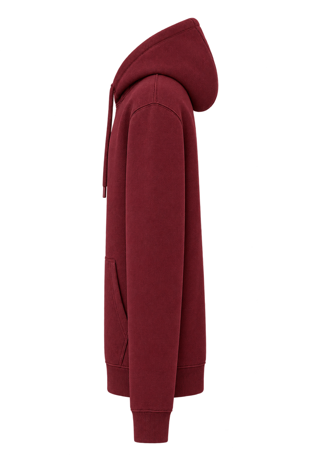 Burgundy hoodie, side