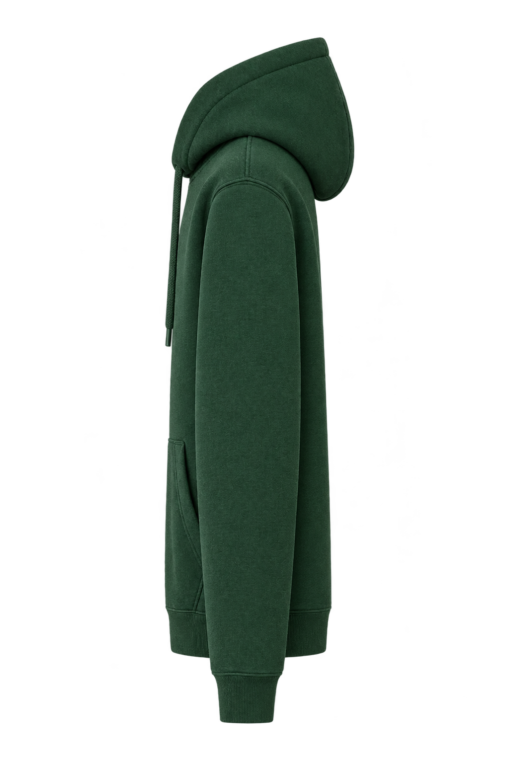 Forest green hoodie, side