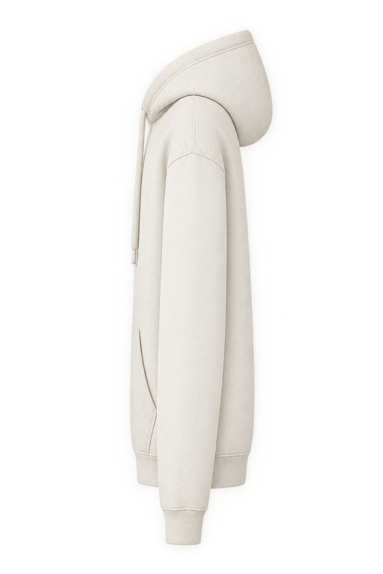 Cream hoodie, side